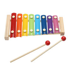 Instrumento Musical de juguete para bebé, xilófono de madera, juguetes musicales divertidos para niños, regalos educativos de cumpleaños con 2 mazos 2024 - compra barato