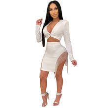 European and American Women's Long Sleeve Diamond Dress Sexy Short Dress Set Spring New 2020 Women's Dress 2024 - buy cheap