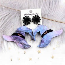 Halloween Exaggerated Jewelry Acrylic Witch Hat Drop Earrings Spide Web Bat Earrings For Women 2024 - buy cheap