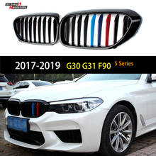 M Трехцветная Решетка переднего бампера для почек из АБС-пластика для BMW 2017-2022, 5 серий, Sedan G30, Wagon G31, M5 F90, OEM Fitment 2024 - купить недорого