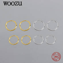 WOOZU Real 925 Sterling Silver Minimalist Geometric Round Hoop Earrings For Women Party Fashion Unisex Ear Buckle Jewelry Gifts 2024 - buy cheap