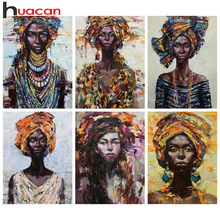 Huacan Full Square Diamond Painting African Woman Home Decor Embroidery Cross Stitch Portrait Diamond Art 2024 - buy cheap