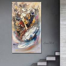 Pintura abstrata moderna em cores brilhante, tela texturizada completa para decoração de casa, arte de parede para o quarto sem moldura 2024 - compre barato