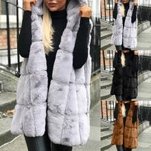 Winter Hooded Waistcoat For Women Jacket Solid Sleeveless Hoodies Coat Vest Faux Fur Coat Women Outwear Warm Fur Veste Cardigans 2024 - buy cheap