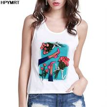 Women Vest Tank Tops Camisole High heels Printed O-neck T-Shirts Streetwear Harajuku Casual Sleeveless Large Size New Summer Top 2024 - buy cheap