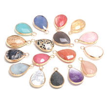 Natural Stone Pendants Waterdrop Shape Faceted Crystal Agates Stone Charms for Jewelry Making Necklace Bracelet Gift 2024 - buy cheap