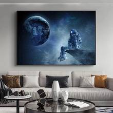 Modern Art Lonely Astronaut Sitting In Space Canvas Painting Posters and Prints Wall Art Pictures for Living Room Home Decor 2024 - buy cheap