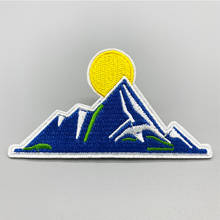 Snow mountain sunrise embroidery patch DIY Iron on Clothes Cropped Badge Applique for Jacket Jeans Decoration Apparel Garment 2024 - buy cheap