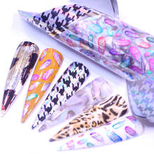 Фольга для ногтей, наклейки для маникюра, украшения, цветы, лист, дизайн, наклейки, обертки, слайдеры, переводная Фольга для дизайна ногтей 2024 - купить недорого