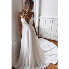 Vestido de noiva vestido de noiva com decote em v vestido de festa de noiva longo chiffon boho praia vestidos de casamento 2024 - compre barato