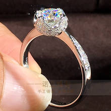 Anel feminino de ouro branco au585 14k, diamantes de moissanite 1 2 3 4 5 quilates, flor rosa, bud, festa de casamento, anel de aniversário e noivado 2024 - compre barato