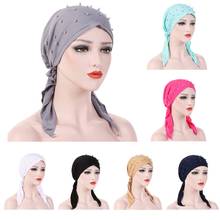 Muslim Women Bandana Hijab Cancer Hat Chemo Cap Hair Loss Head Scarf Turban Wrap Islmaic Headwear Beads Stretch Arab Underscarf 2024 - buy cheap