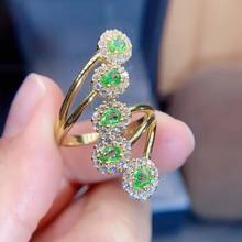 luxurious grace Adjustable long Natural Tsavorite Ring S925 Silver Natural green garnet Ring Women girl party gift fine  Jewelry 2024 - buy cheap