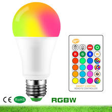 Lâmpada led rgbw e27, lâmpada led de controle inteligente dimerizável de 10w 15w 20w com cores que muda de cor, decoração branca para casa 2024 - compre barato