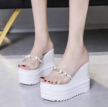 Sandalias de cuña transparentes de Pvc para mujer, zapatos de tacón alto de 12cm, zapatillas sexys de plataforma para verano, 2021 2024 - compra barato