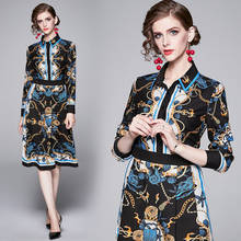 Spring Summer Autumn Runway Vintage Floral Baroque Print Collar Long Sleeve Women Ladies Party Casual A-Line MIdi Beach Dress 2024 - buy cheap