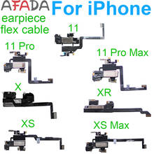 AAA + динамик с гибким кабелем для iPhone 11 X XS Max XR 11 Pro Max Динамик Flex кабель датчик звука с гибкими резиновыми запасными частями 2024 - купить недорого