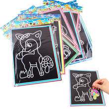 Цветной волшебный Рисование царапин художественная живопись бумажный блокнот для детей Обучающие игрушки-палочки 12,7 см x 17,2 см 2024 - купить недорого