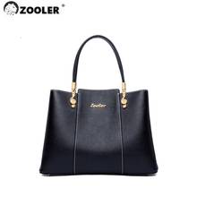 ZOOLER-Bolso de mano de piel auténtica para mujer, bolsa de hombro de piel auténtica, color negro, elegante, clásica, # QS296 2024 - compra barato