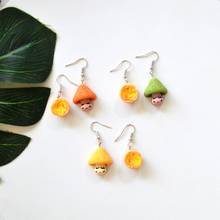 Korean East Gate Emulational Food Cute Earrings Creative DIY Cartoon Mushroom Egg Tart Asymmetrical Earrings For Children Gifts 2024 - buy cheap