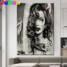 5d diy pintura diamante preto sexy mulher completa broca quadrado/redondo diamante bordado mosaico quebra-cabeça arte, entrada mural artesanato, 2024 - compre barato