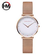 Relógio feminino quartzo rosa dourado, relógio de pulso feminino impermeável aço inoxidável 2024 - compre barato