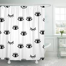Black Wink with Open and Winking Eyes White Close Minimal Shower Curtain Waterproof 72 x 72 inches Set with Hooks 2024 - buy cheap
