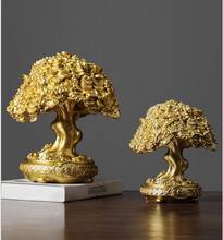 Modern Fengshui Gold Tree Resin Ornaments Company Store Opening Gift Home Livingroom Table Figurine Decoration Furnishing Crafts 2024 - buy cheap