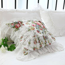Luxury Ruffle Lace cushion cover pastoral print garden pillow cover Bed bedding pillowcase Sofa throw pillow decorative pillows 2024 - buy cheap