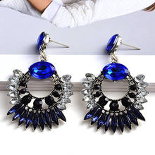 New Design High-Quality Metal Crystals Long Drop Earrings Statement Fashion Colorful Rhinestones Jewelry Accessories For Women 2024 - buy cheap