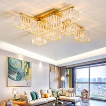 Lámpara de techo de cristal K9, candelabro Led cuadrado, iluminación de decoración del hogar, plafón de cristal para sala de estar 2024 - compra barato
