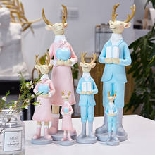 [HHT] Nordic Cartoon Cute Couple Gentleman Elk Standing Posture Deer Resin Crafts Ornament Desktop Home Decoration Holiday Gifts 2024 - buy cheap