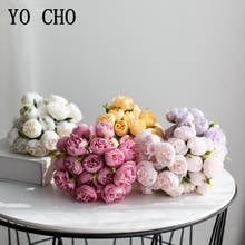 Mini rosas artificiales, ramo de seda, decoración para el hogar, boda, flores falsas, novia, 27 cabezas 2024 - compra barato