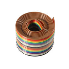 Cabo de fita plana colorida, 40p, 1.27mm, fio dupont arco-íris, 1m, 2m, 5m, 10m para conector fc dupont, fios de conexão de passo 2024 - compre barato