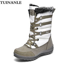 TUINANLE Womens Platform Winter Boots Cow Suede Mid-Calf Combat Boots for Women Warm Plush Boots Women Botas De Mujer Snow Boots 2024 - buy cheap