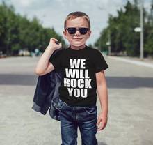 Camiseta estampa vamos rock you infantil, camisa para meninos e meninas, roupas para crianças pequenas engraçadas 2024 - compre barato