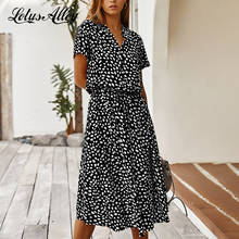 2021 New Summer Print Dress Woman Short Sleeve Midi Dresses For Women Elegant Casual Vestito Do Donna Vintage Black Beach Dress 2024 - buy cheap