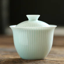 Xícara de chá de cerâmica verde, sombra de jade barro moderna para chá com tampa, porcelana branca criativa e de escritório 2024 - compre barato