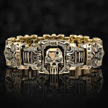 Винтажное Золотое кольцо-скелет в стиле стимпанк, механическое кольцо с черепом американского гонщика, мотоциклетное байкерское ювелирное изделие, подарки на годовщину 2024 - купить недорого
