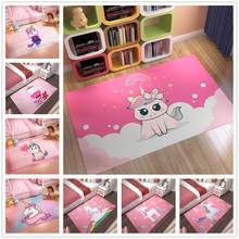 Pink Unicorn Series Carpets Flannel Cartoon 3D Printed Children Play Area Rugs Kids Room Crawl Floor Mat Girls Room Decor Carpet 2024 - buy cheap