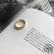 Louleur anel de prata esterlina 925, joia feminina com corrente em sarja dourada, ajustável, anel 2020, joias tendência em prata 925 2024 - compre barato