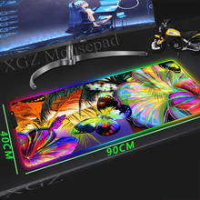 Xgz cor cômica flor jogador de jogo grande rgb mouse pad computador mousepad borracha teclado mesa almofadas jogo 40x9 0/30x80cm xxl 2024 - compre barato