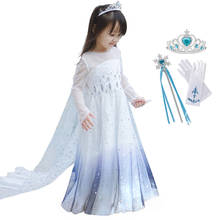 Платье Анны и Эльзы для девочек, детский костюм Снежной королевы, с блестками, платье принцессы Эльзы, одежда на день рождения, 2 белого цвета, на Хэллоуин 2024 - купить недорого