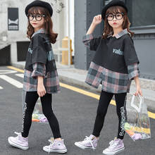 IENENS Kids Girls Clothes Sets Long Sleeve Clothing Suit Child Casual Outfits Plaid Blouse + Skinny Pants Suit Fit 4 to 13 Years 2024 - buy cheap