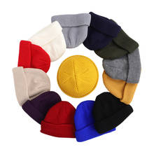 Unisex Winter Ribbed Knitted Cuffed Short Melon Cap Solid Color Skull Baggy Retro Ski Fisherman Docker Beanie Hat Slouchy Z106 2024 - buy cheap