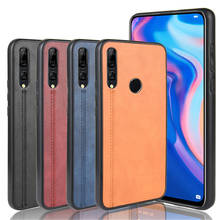 Capa de couro para celular huawei honor 9x, capa luxuosa de couro de vitela, com linhas de volta dura, para honor 9x premium honor 9x 2024 - compre barato