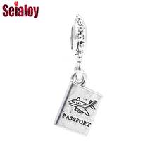 Seialoy Silver Color Air Ticket Passport Dangle Charm Beaded Pendant Fit Snake Bone Chain Bracelet & Necklace Jewelry Accessorie 2024 - buy cheap