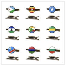 Djibouti,Uganda,Gambia,Congo,Gabon,Comoros,Lesotho,Somalia,Bulgaria National Flag Antique Bronze Tie Clip Jewelry For Women Men 2024 - buy cheap