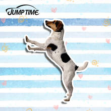 Jump time 13cm x 10cm pumi cão adorável cão de estimação decalque engraçado 3d adesivos de carro vinil decoração gráfica animal para o tronco da janela do carro 2024 - compre barato