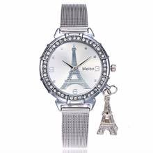 Women Silver Eiffel Tower Pattern Wrist Watch Ladies Stainless Steel Tower Pendant Quartz Watch Gift Clock Relogio Feminino 2024 - buy cheap